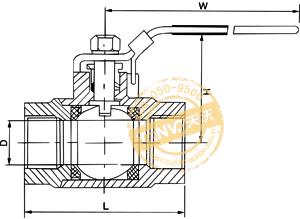 二片式內(nèi)螺紋球閥結(jié)構(gòu)圖