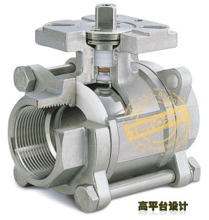 三片式高平臺內(nèi)螺紋球閥解剖圖