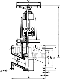J41F46直通式襯氟截止閥結(jié)構(gòu)圖
