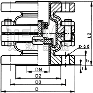旋啟式襯氟止回閥結(jié)構(gòu)圖