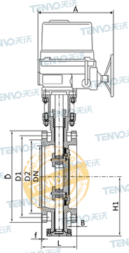 D943H法蘭式電動金屬硬密封蝶閥結構圖