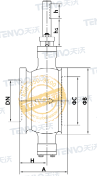 對夾式V型球閥正面結(jié)構(gòu)圖