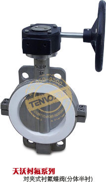 分體式對夾半襯四氟蝶閥結構圖