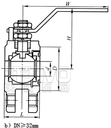 DN≥25薄型對夾式球閥結(jié)構(gòu)圖