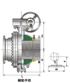 鑄鋼蝸輪傳動(dòng)GB國(guó)標(biāo)固定球閥結(jié)構(gòu)圖