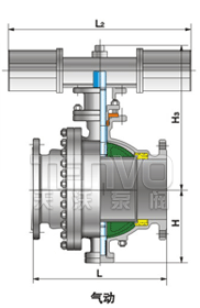 鑄鋼氣動(dòng)GB國(guó)標(biāo)固定球閥結(jié)構(gòu)圖