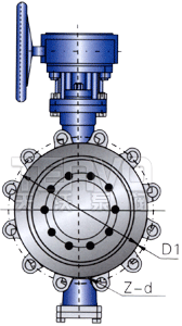 帶凸耳單法蘭對(duì)夾式高性能美標(biāo)蝶閥結(jié)構(gòu)圖