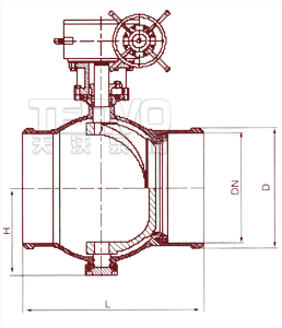 焊接式對(duì)焊偏心半球閥結(jié)構(gòu)圖