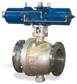 裝配AW型氣動執(zhí)行器氣動固定球閥實物圖