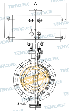 D643H法蘭式氣動(dòng)硬密封蝶閥結(jié)構(gòu)圖