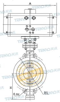 D673H對夾式氣動(dòng)硬密封蝶閥結(jié)構(gòu)圖