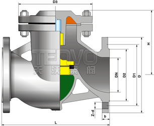 H41H升降式止回閥結(jié)構(gòu)圖