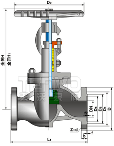 法蘭式水封閘閥結構圖