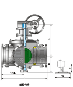 蝸輪傳動四通球閥實(shí)物圖
