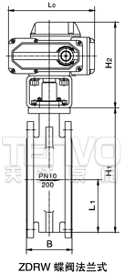 法蘭式電動調(diào)節(jié)蝶閥結(jié)構(gòu)圖