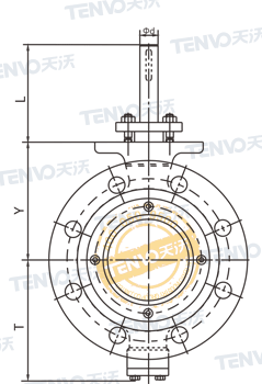 法蘭式V型球閥側(cè)面結(jié)構(gòu)圖