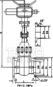 電動法蘭式真空隔離閘閥結(jié)構(gòu)圖