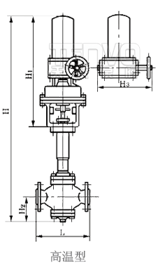 高溫型ZSPQ氣動活塞切斷閥外形尺寸圖