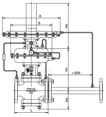 ZZHP指揮器操作型自力式壓力調(diào)節(jié)閥結(jié)構(gòu)圖