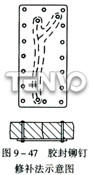 膠封鉚釘修補(bǔ)法示意圖
